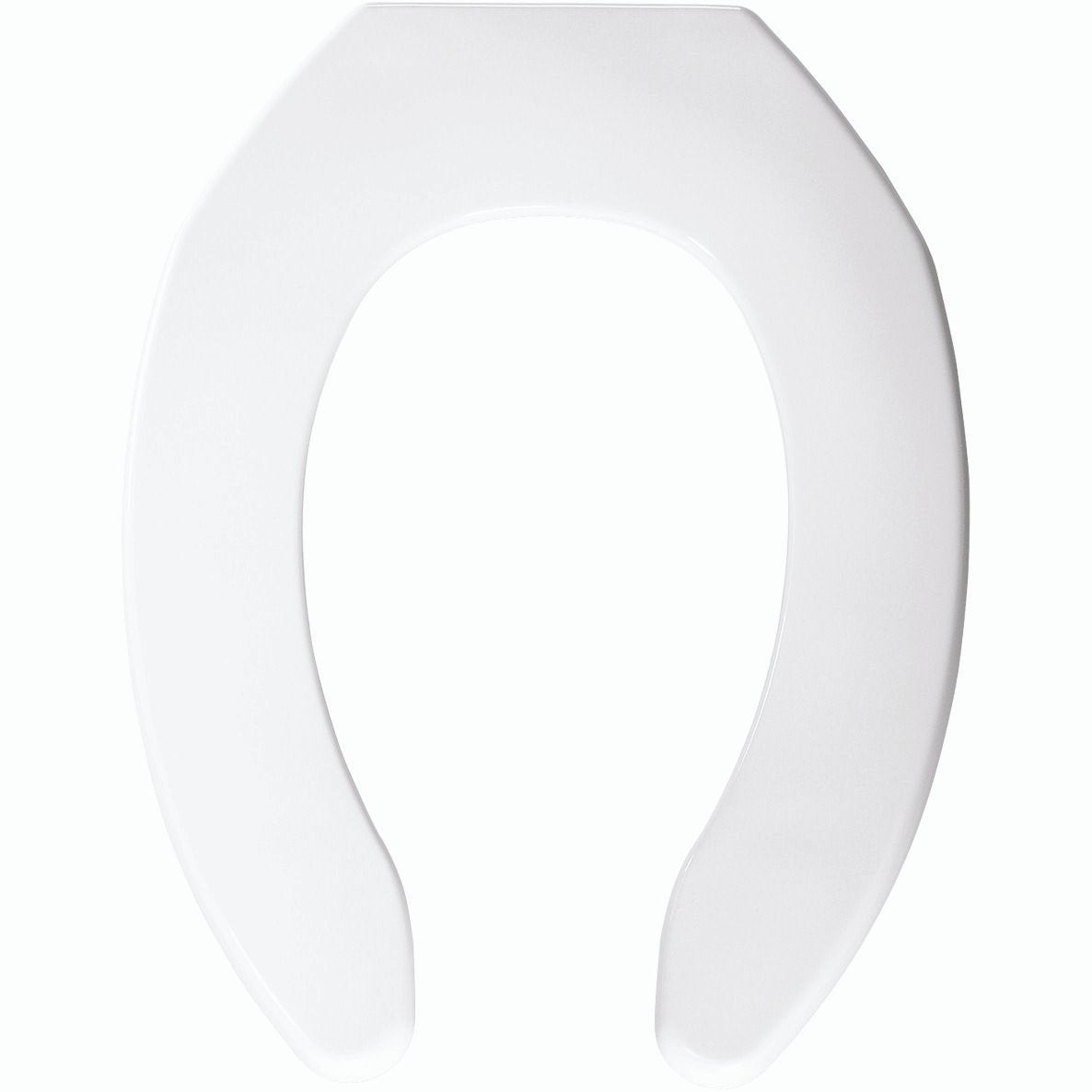Elongated Plastic Open Front Less Cover Toilet Seat in White with Self-Sustaining Check Hinge