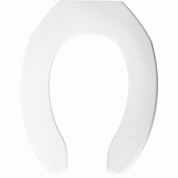 Elongated Plastic Open Front Less Cover Toilet Seat in White with Self-Sustaining Check Hinge