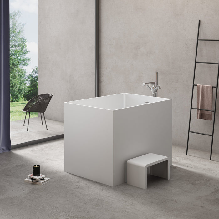 Magnus Haru 43-inch stone resin Japanese soaking tub with built-in seat