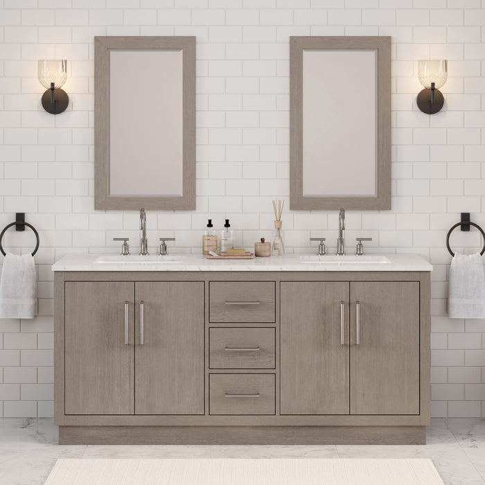 Water Creation Hugo 72 in. double sink bathroom vanity with two sinks and two mirrors