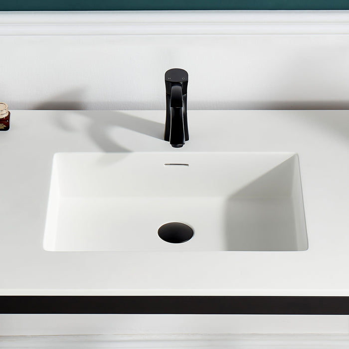 Glossy White Man-Made Stone Console Sink Countertop