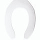 Bemis Elongated Plastic Open Front Less Cover Toilet Seat in White with Self-Sustaining Check Hinge