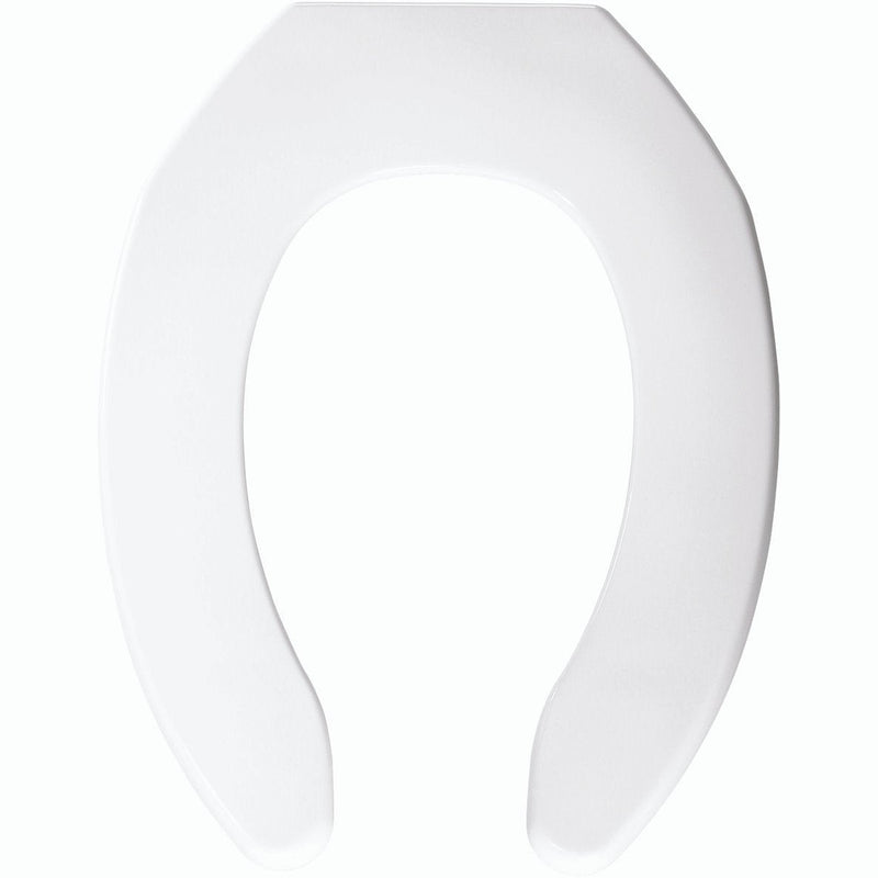 Bemis Elongated Plastic Open Front Less Cover Toilet Seat in White with Check Hinge