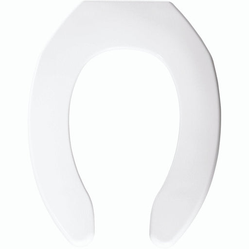 Bemis Elongated Plastic Open Front Less Cover Toilet Seat in White with Check Hinge