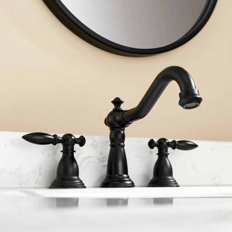 Vinnova 113123-BAF-MB Corella Widespread Bathroom Basin Sink Faucet in Matte Black finish