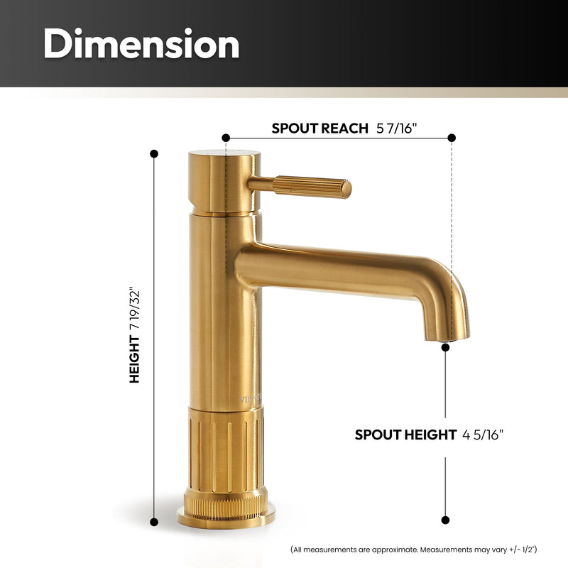 Vinnova 117112-BAF-BG Mexico Single Handle Brushed Gold Bathroom Faucet