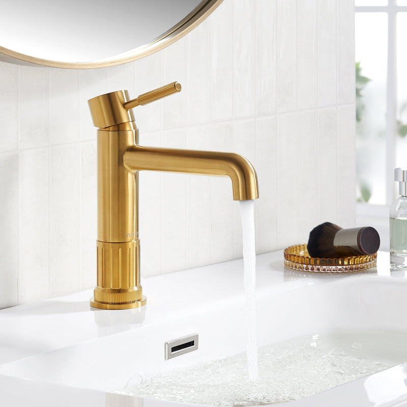 Vinnova 117112-BAF-BG Mexico Single Handle Brushed Gold Bathroom Faucet