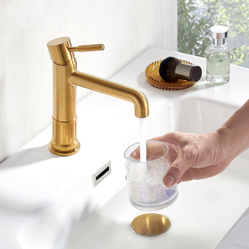 Vinnova 117112-BAF-BG Mexico Single Handle Brushed Gold Bathroom Faucet
