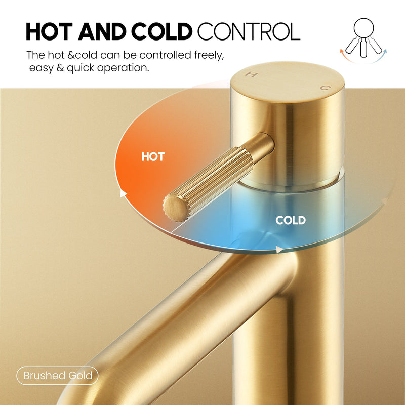 Vinnova 117112-BAF-BG Mexico Single Handle Brushed Gold Bathroom Faucet