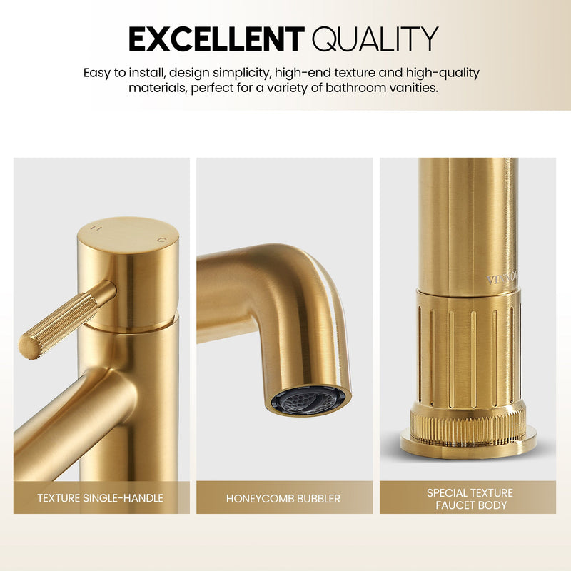 Vinnova 117112-BAF-BG Mexico Single Handle Brushed Gold Bathroom Faucet