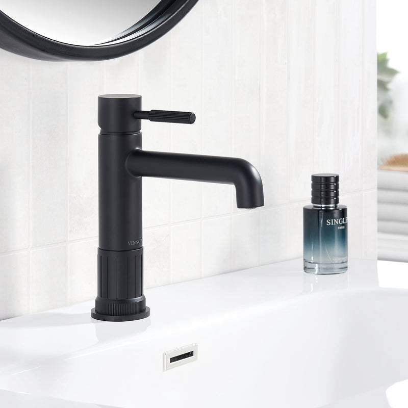 Vinnova 117112-BAF-MB Mexico Single Handle Matte Black Bathroom Faucet