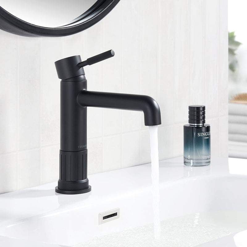 Vinnova 117112-BAF-MB Mexico Single Handle Matte Black Bathroom Faucet
