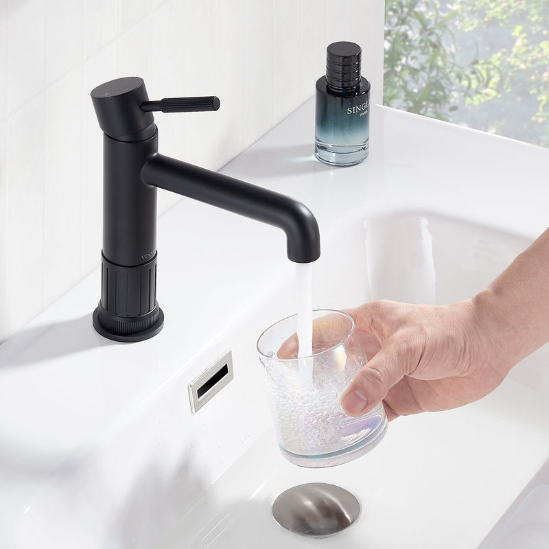 Vinnova 117112-BAF-MB Mexico Single Handle Matte Black Bathroom Faucet