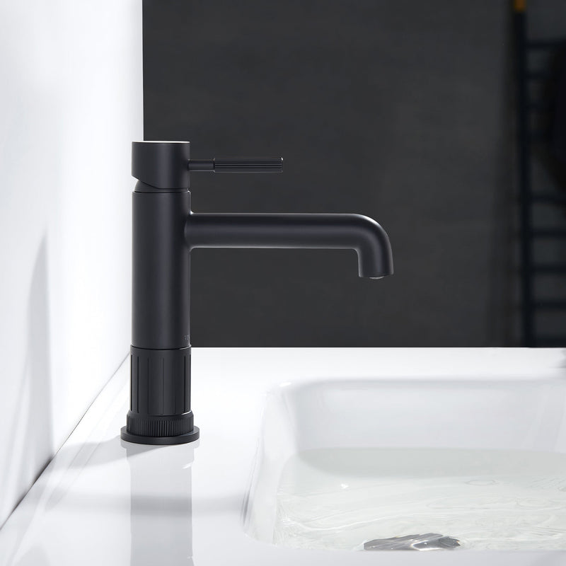 Vinnova 117112-BAF-MB Mexico Single Handle Matte Black Bathroom Faucet
