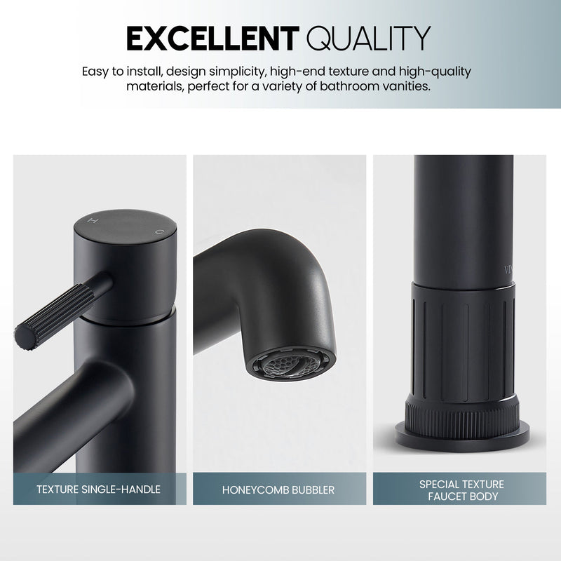 Vinnova 117112-BAF-MB Mexico Single Handle Matte Black Bathroom Faucet