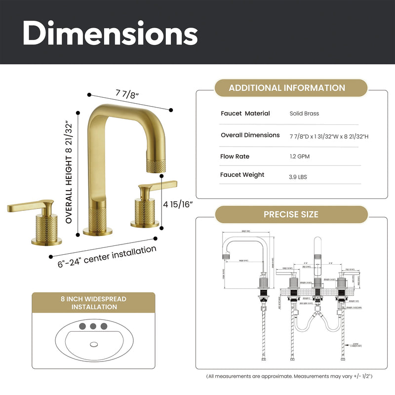 Vinnova 118123-BAF-BG Vinnova New York Widespread Brushed Gold Faucet