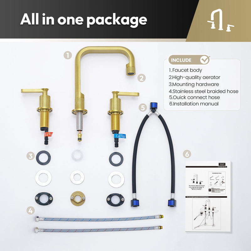 Vinnova 118123-BAF-BG Vinnova New York Widespread Brushed Gold Faucet