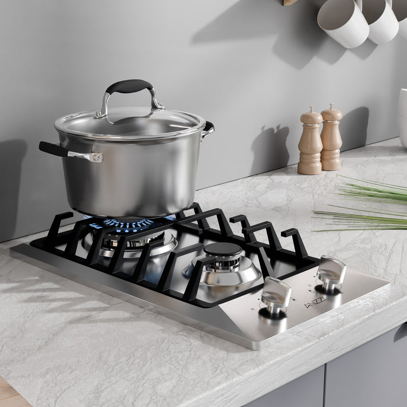 Anzzi AZ-CKTGS01 12 in. 2-Burner Recessed Gas Cooktop in Stainless Steel with Power Burners - view 2