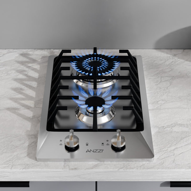 Anzzi AZ-CKTGS01 12 in. 2-Burner Recessed Gas Cooktop in Stainless Steel with Power Burners - view 4