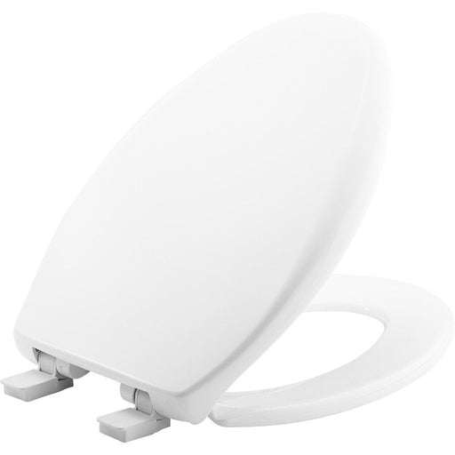 Bemis Elongated Plastic Toilet Seat in Bone with STA-TITE, Easy-Clean & Change, Whisper-Close, Precision Seat Fit Adjustable Hinge and Super Grip Bumpers