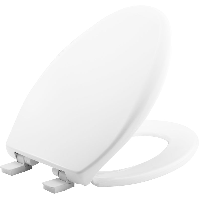 Bemis Round Plastic Toilet Seat in White with STA-TITE, Easy-Clean & Change, Whisper-Close, Precision Seat Fit Adjustable Hinge and Super Grip Bumpers