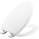 Bemis Round Plastic Toilet Seat in White with STA-TITE, Easy-Clean & Change, Whisper-Close, Precision Seat Fit Adjustable Hinge and Super Grip Bumpers