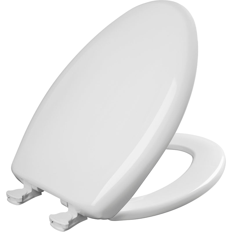 Bemis Elongated Plastic Toilet Seat in Euro White with Sta-Tite, Easy-Clean & Change and Whisper-Close Hinge