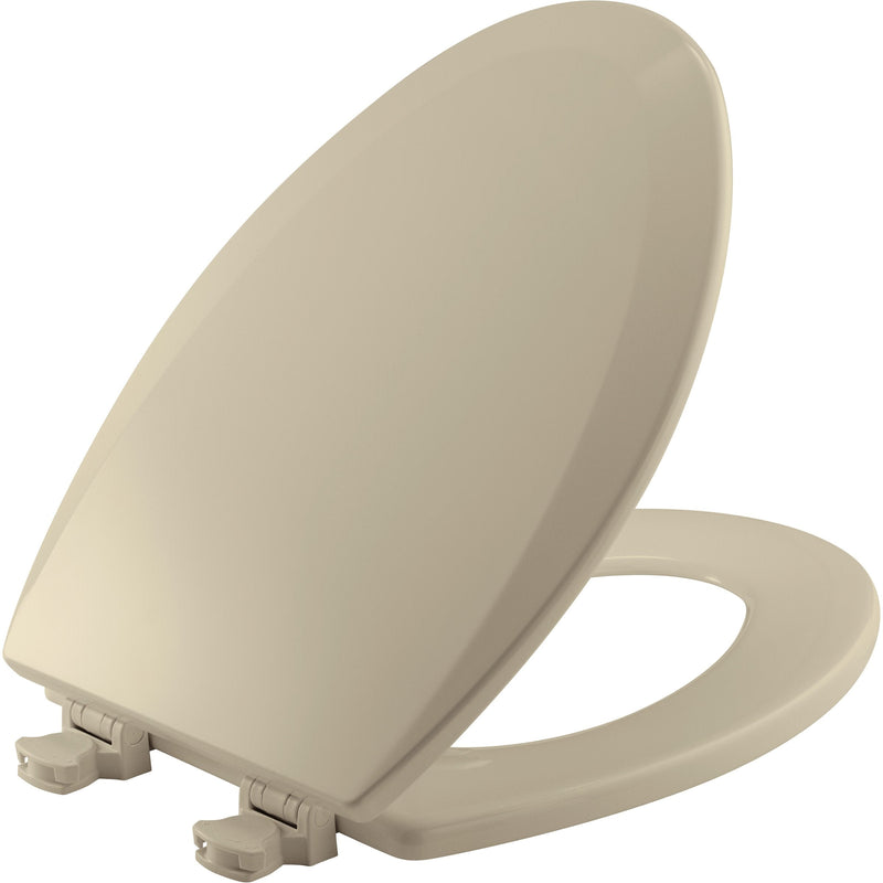 Bemis Elongated Enameled Wood Toilet Seat in Bone with Easy-Clean & Change Hinge