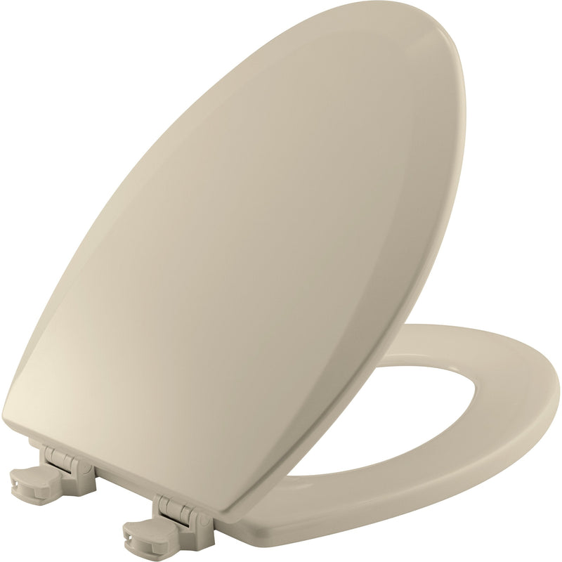 Bemis Elongated Enameled Wood Toilet Seat in Almond with Easy-Clean & Change Hinge