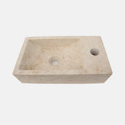 16" Eupora Wall-Mount Teak Vanity with Towel Bar and Stone Sink - Whitewash