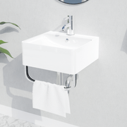 16" Fenelli Wall-Mount Vitreous China Sink with Steel Towel Bar