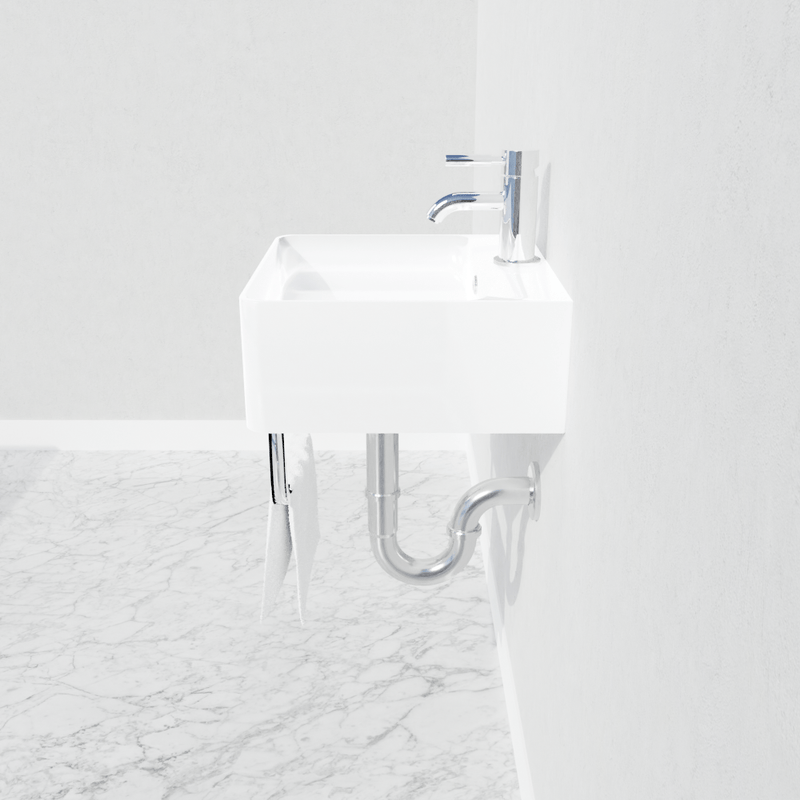 16" Fenelli Wall-Mount Vitreous China Sink with Steel Towel Bar
