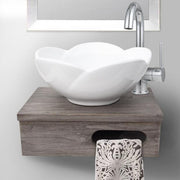 18" Thaxton Teak Wall-Mount Vessel Vanity with Towel Bar - Gray Wash