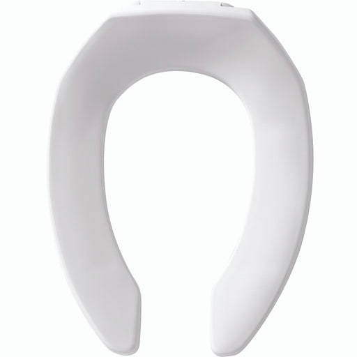Bemis Elongated Open Front Less Cover Commercial Plastic Toilet Seat in White Featuring Stay·Tite® Commercial Fastening System™ Check Hinge