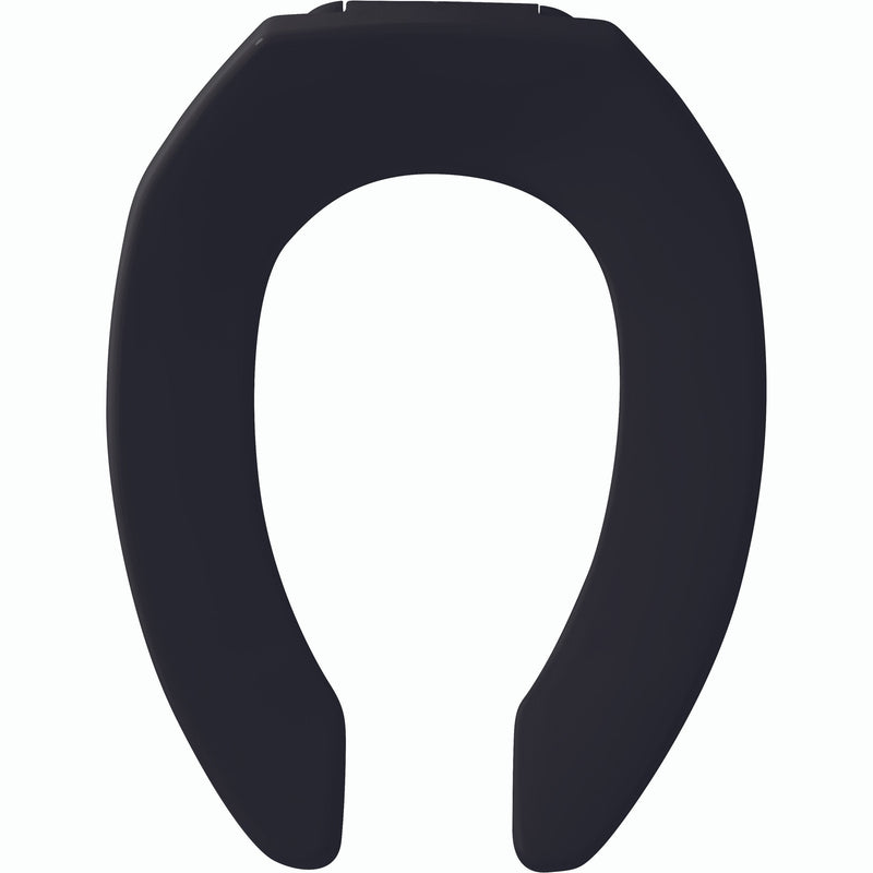 Bemis Elongated Open Front Less Cover Toilet Seat in Black with Sta-Tite Check Hinge