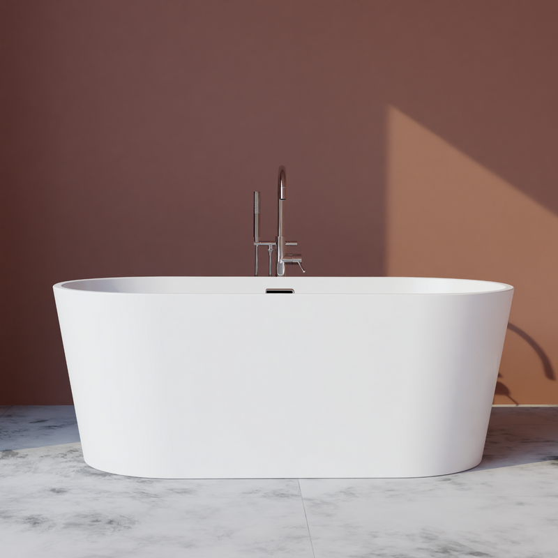 Trone F5930 Flora 59" x 30" Freestanding Acrylic Soaking Bathtub - White - view 3