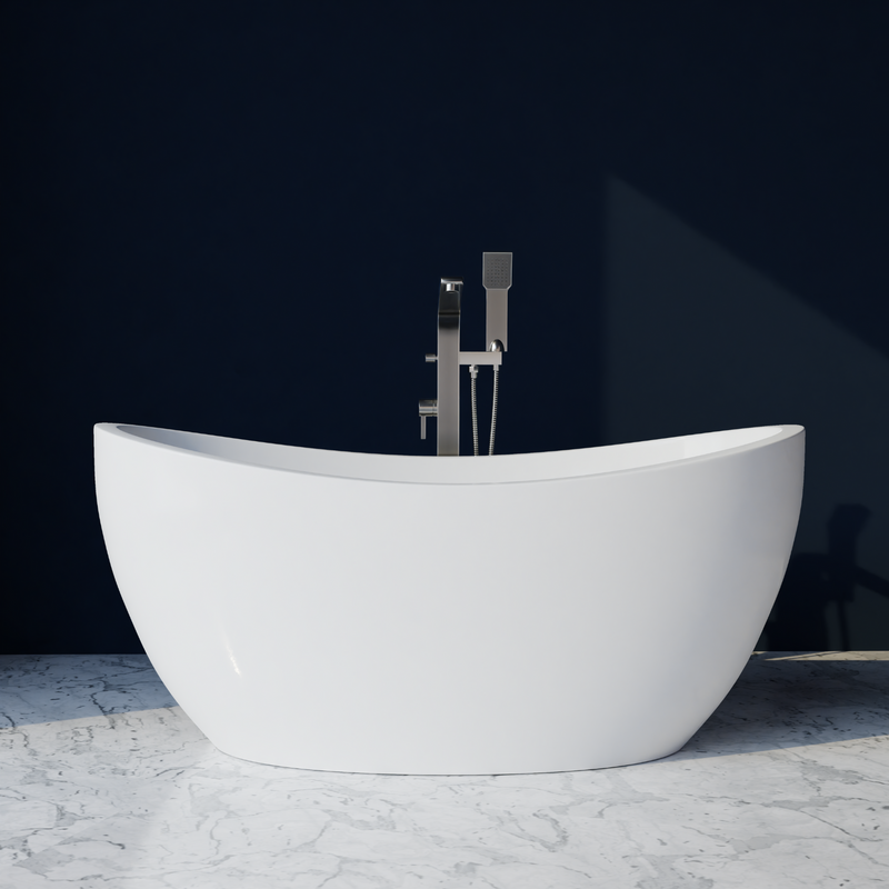 Trone C5932 Cloe 59" x 32" Freestanding Acrylic Soaking Bathtub - White - view 3