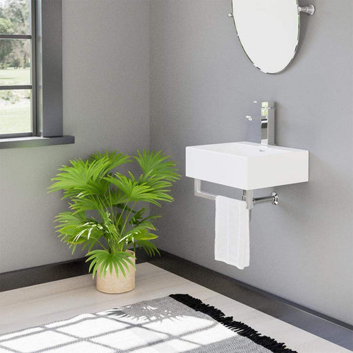 20" Alderson Wall-Mount Vitreous China Sink with Steel Towel Bar