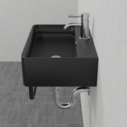 20" Cowen Wall-Mount Black Vitreous China Sink with Black Powdercoat Steel Towel Bar