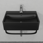 20" Cowen Wall-Mount Black Vitreous China Sink with Black Powdercoat Steel Towel Bar