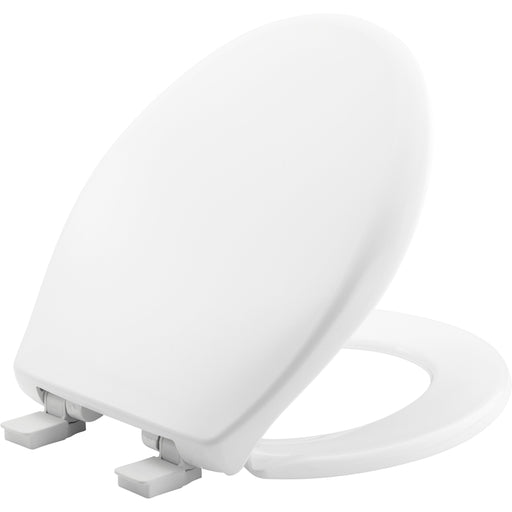 Bemis Round Plastic Toilet Seat in White with STA-TITE, Easy-Clean & Change, Whisper-Close, Precision Seat Fit Adjustable Hinge and Super Grip Bumpers