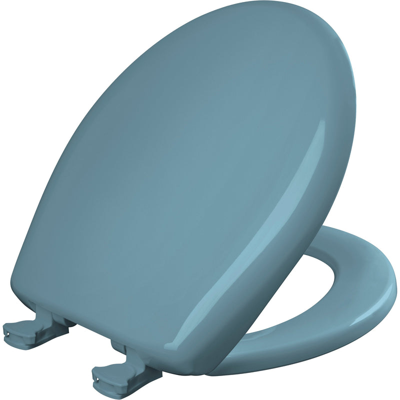 Bemis Round Plastic Toilet Seat in Regency Blue with Sta-Tite, Easy-Clean & Change and Whisper-Close Hinge