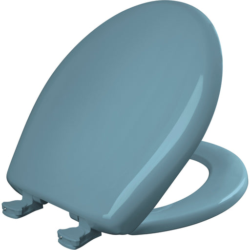 Bemis Round Plastic Toilet Seat in Regency Blue with Sta-Tite, Easy-Clean & Change and Whisper-Close Hinge