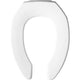 Bemis Elongated Open Front Less Cover Commercial Plastic Toilet Seat in White with STA-TITE Check Hinge and DuraGuard