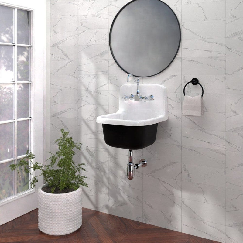 22" Alexane Enameled Cast Iron Wall Mount Bathroom Sink