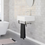 22" Amma Wall-Mount Vitreous China Sink with Black Powdercoat Steel Towel Bar