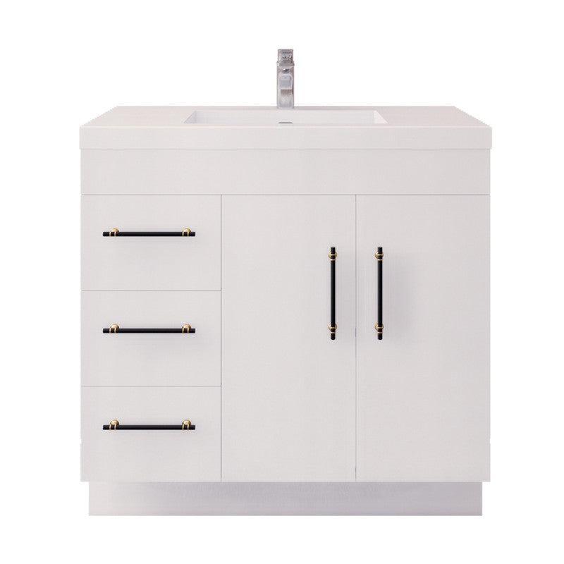 Moreno Bath ELSA36LFS Elsa 36" Freestanding Vanity With Reinforced Acrylic Sink Top (Left Side Drawers)