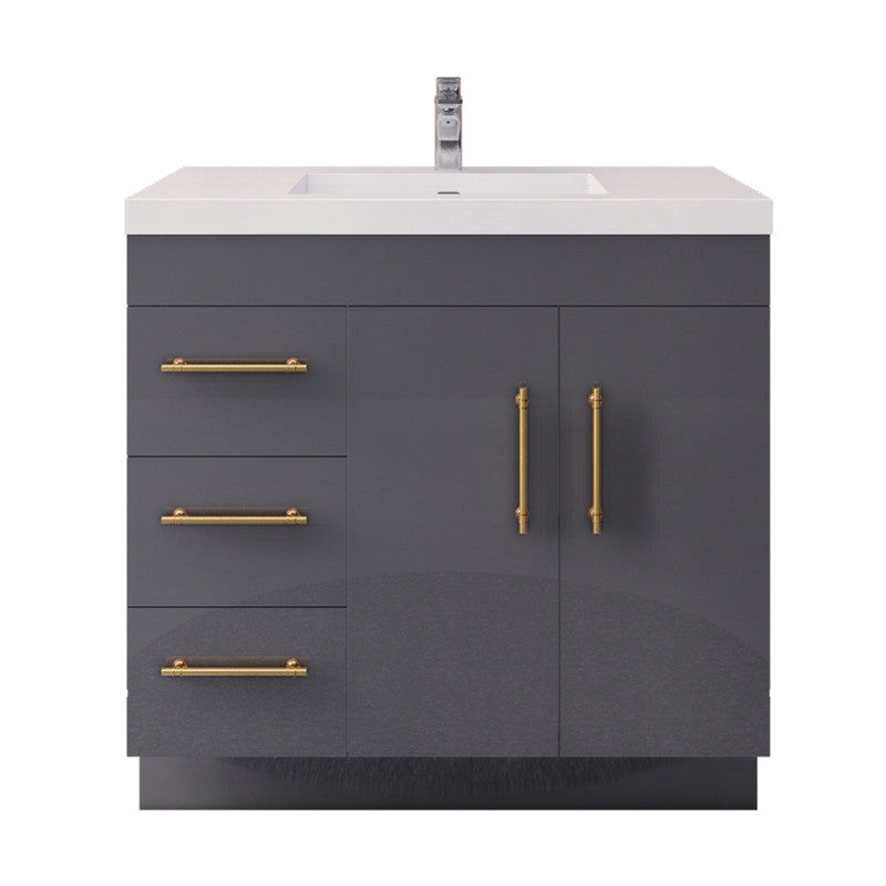 Moreno Bath ELSA36LFS Elsa 36" Freestanding Vanity With Reinforced Acrylic Sink Top (Left Side Drawers)