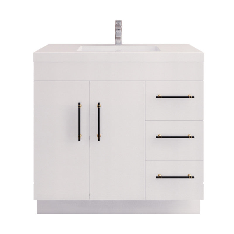 Moreno Bath ELSA36RFS Elsa 36" Freestanding Vanity With Reinforced Acrylic Sink Top (Right Side Drawers)