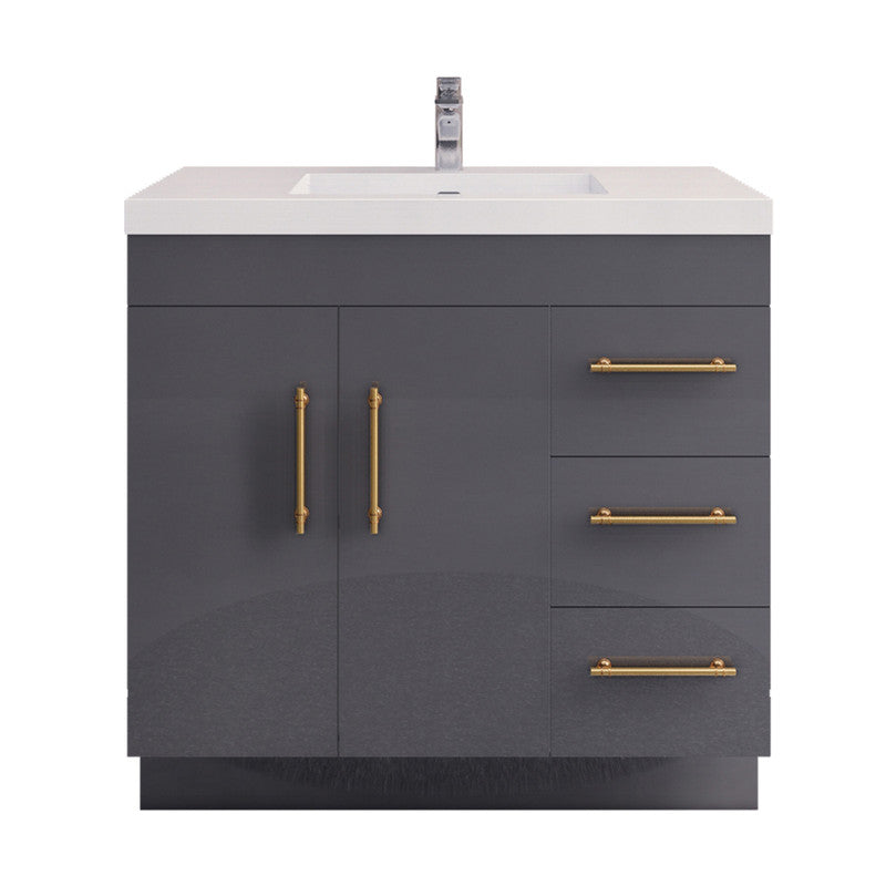 Moreno Bath ELSA36RFS Elsa 36" Freestanding Vanity With Reinforced Acrylic Sink Top (Right Side Drawers)